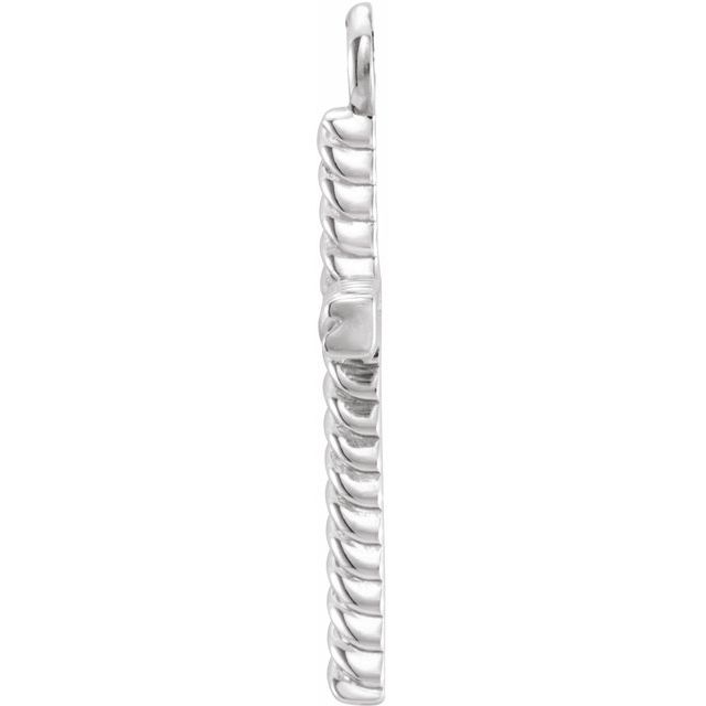 14K White Gold Rope Cross Dangle