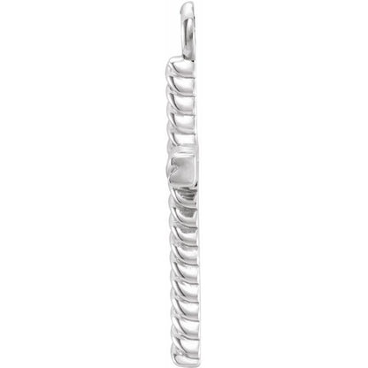 14K White Gold Rope Cross Dangle