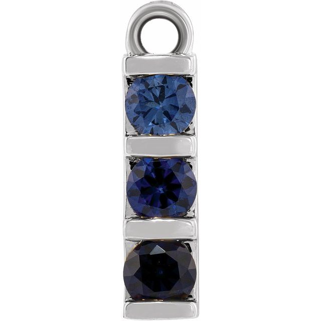 Lab-Grown Blue Sapphire Three-Stone Bar Dangle