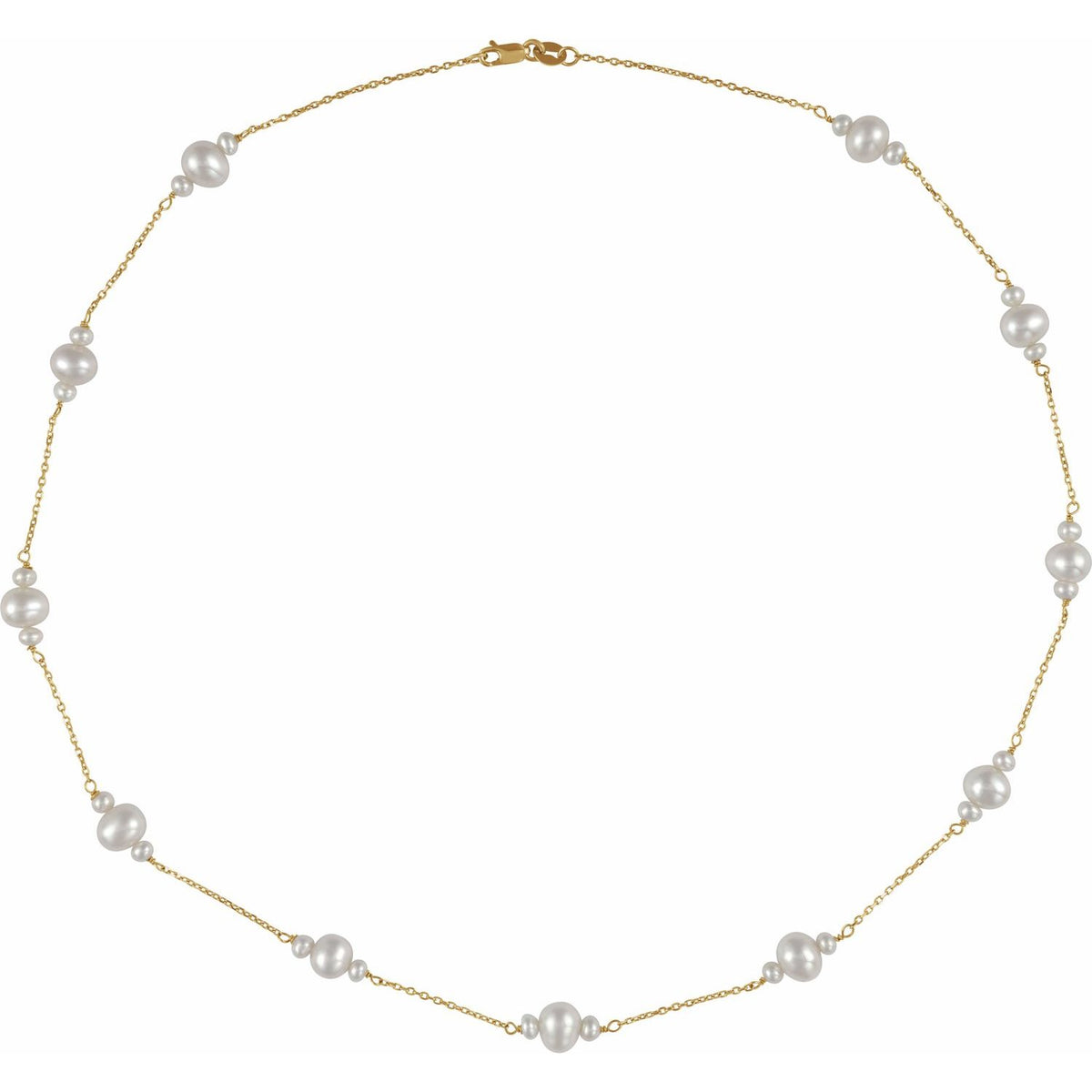 14K Yellow Gold Cultured White Freshwater Pearl 17" Necklace
