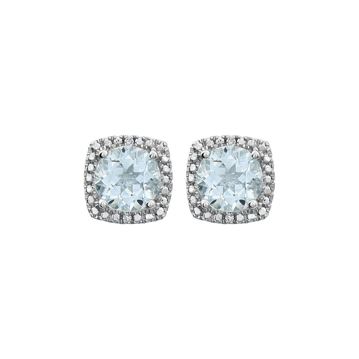 Sterling Silver Natural Aquamarine & .01 CTW Natural Diamond Earrings