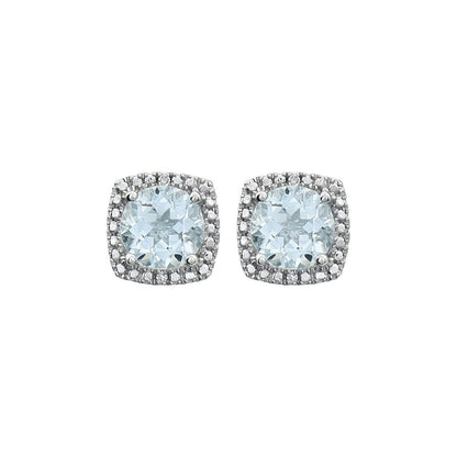 Sterling Silver Natural Aquamarine & .01 CTW Natural Diamond Earrings