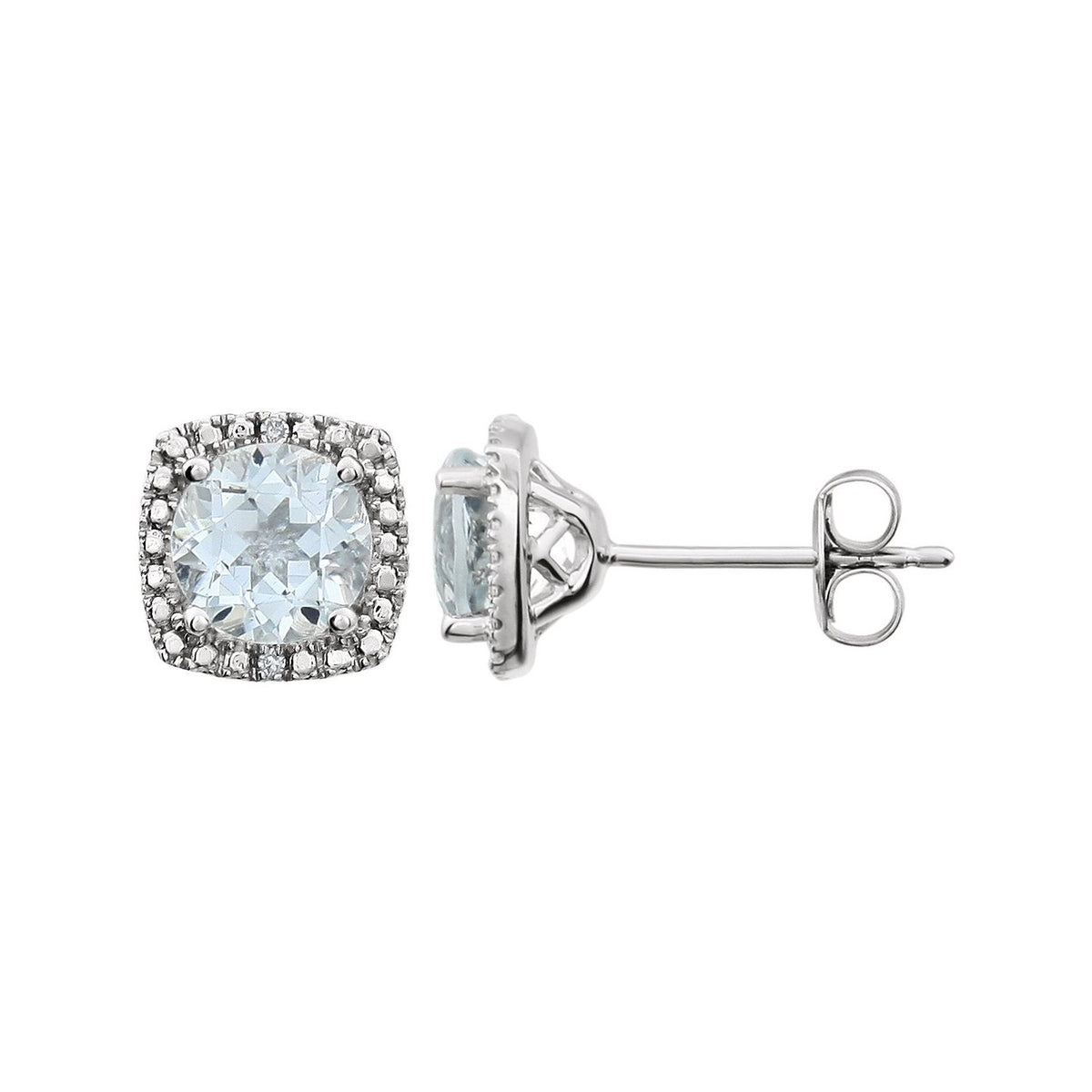 Sterling Silver Natural Aquamarine & .01 CTW Natural Diamond Earrings