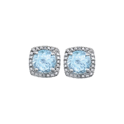 Sterling Silver Natural Sky Blue Topaz & .01 CTW Natural Diamond Earrings, Style 2