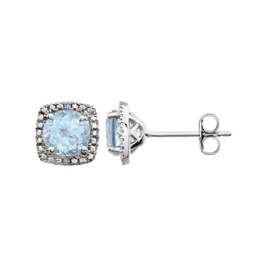 Sterling Silver Natural Sky Blue Topaz & .015 CTW Natural Diamond Earrings