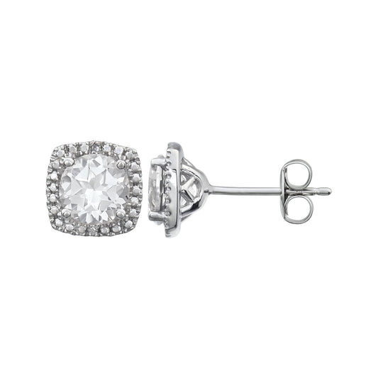 Sterling Silver Lab-Grown White Sapphire & .015 CTW Natural Diamond Earrings