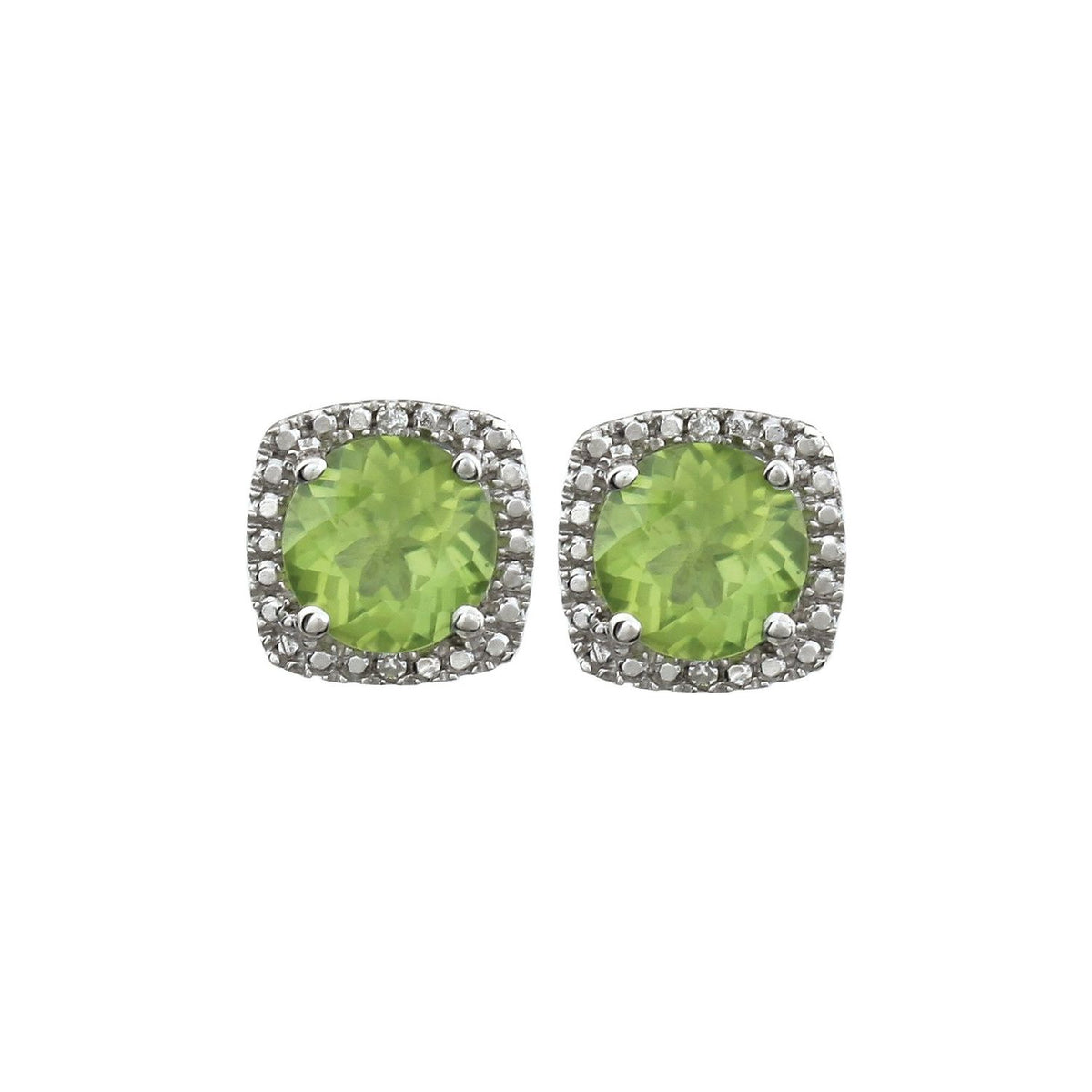 Sterling Silver Natural Peridot & .01 CTW Natural Diamond Earrings, Style 2