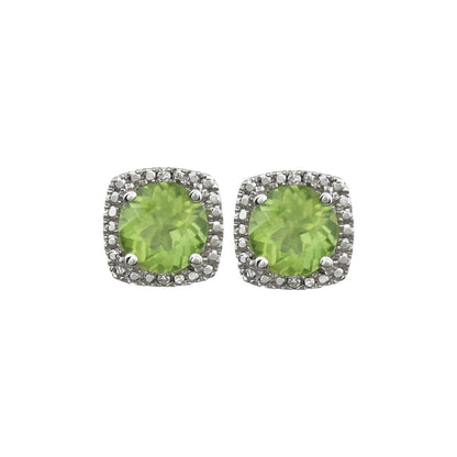 Sterling Silver Natural Peridot & .01 CTW Natural Diamond Earrings, Style 2