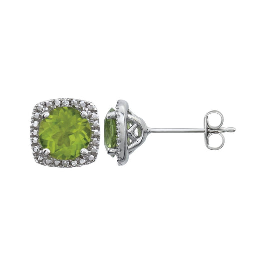 Sterling Silver Natural Peridot & .015 CTW Natural Diamond Earrings