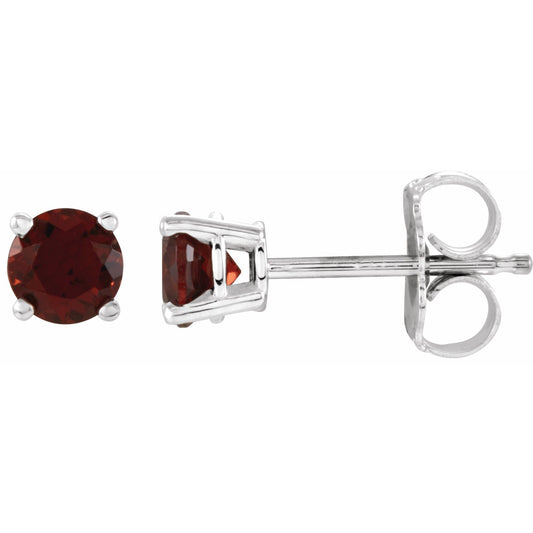 Sterling Silver Natural Garnet Earrings