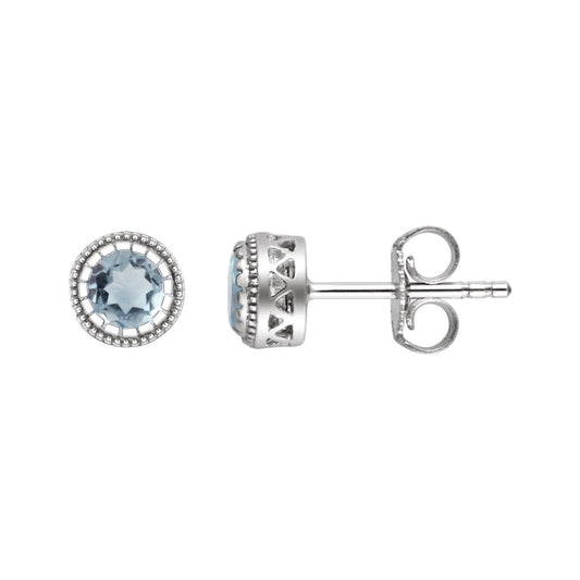 14K White Gold Natural Aquamarine Stud Earrings