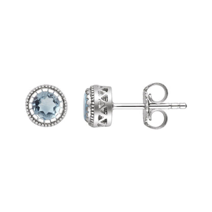 14K White Gold Natural Emerald Stud Earrings