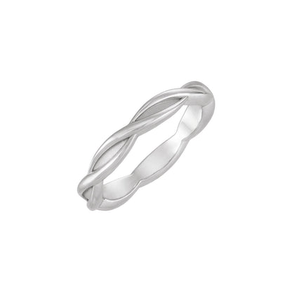 14K White Gold Woven-Design Comfort-Fit Band