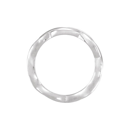 14K White Gold Woven-Design Comfort-Fit Band