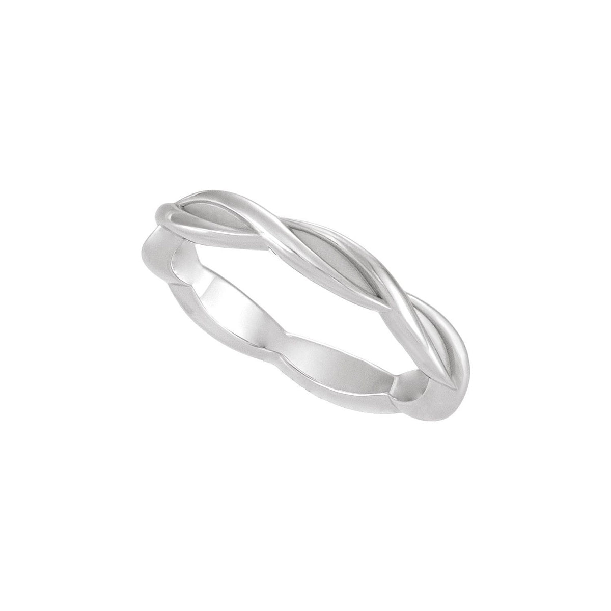 14K White Gold Woven-Design Comfort-Fit Band