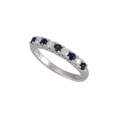 Natural Blue Sapphire & 1/4 CTW Natural Diamond Anniversary Band