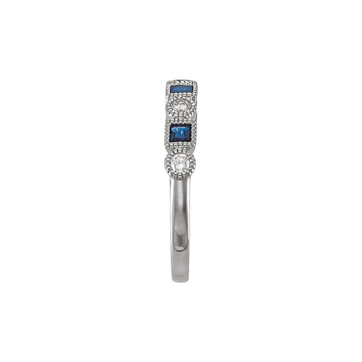 14K White Gold 1/5 CTW Natural Diamond & Natural Blue Sapphire Anniversary Band