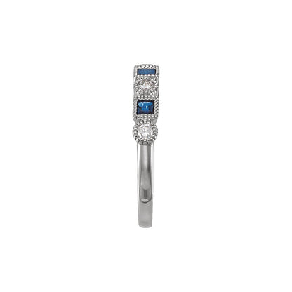 14K White Gold 1/5 CTW Natural Diamond & Natural Blue Sapphire Anniversary Band