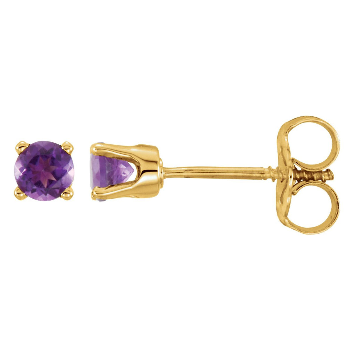 14K Yellow Gold Natural Amethyst Youth Earrings
