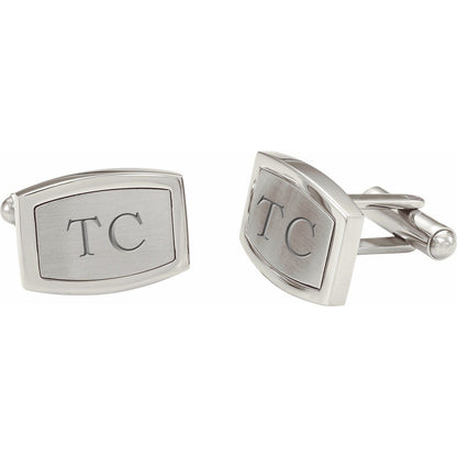 Stainless Steel Engravable Rectangle Cuff Links, 14 mm x 19.5 mm
