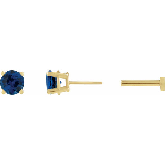 14K Yellow Gold Natural Blue Sapphire Earring
