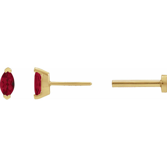 14K Yellow Gold Natural Mozambique Garnet Stud Earring