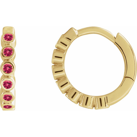 Lab-Grown Ruby Hinged Hoop Earrings