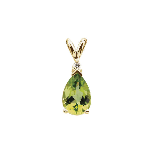 14K Yellow Gold Natural Peridot & .04 CT Natural Diamond Pendant