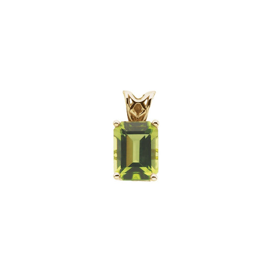 14K Yellow Gold Natural Peridot Scroll Setting® Pendant