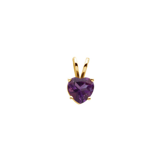 14K Yellow Gold Natural Amethyst Heart Pendant