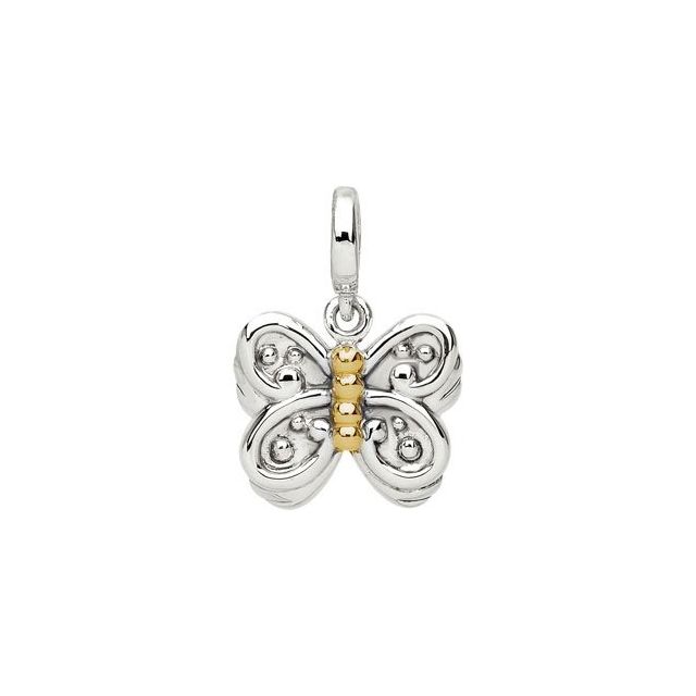 Sterling Silver & 14K Yellow Gold Butterfly Charm/Pendant