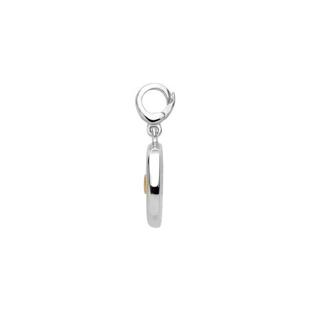 Sterling Silver & 14K Yellow Gold Floral Charm/Pendant, 13 x 12 mm
