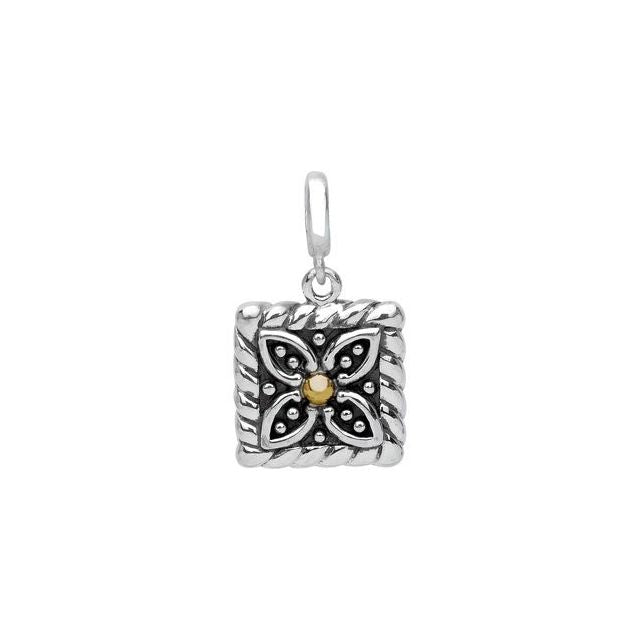 Sterling Silver & 14K Yellow Gold Floral Charm/Pendant