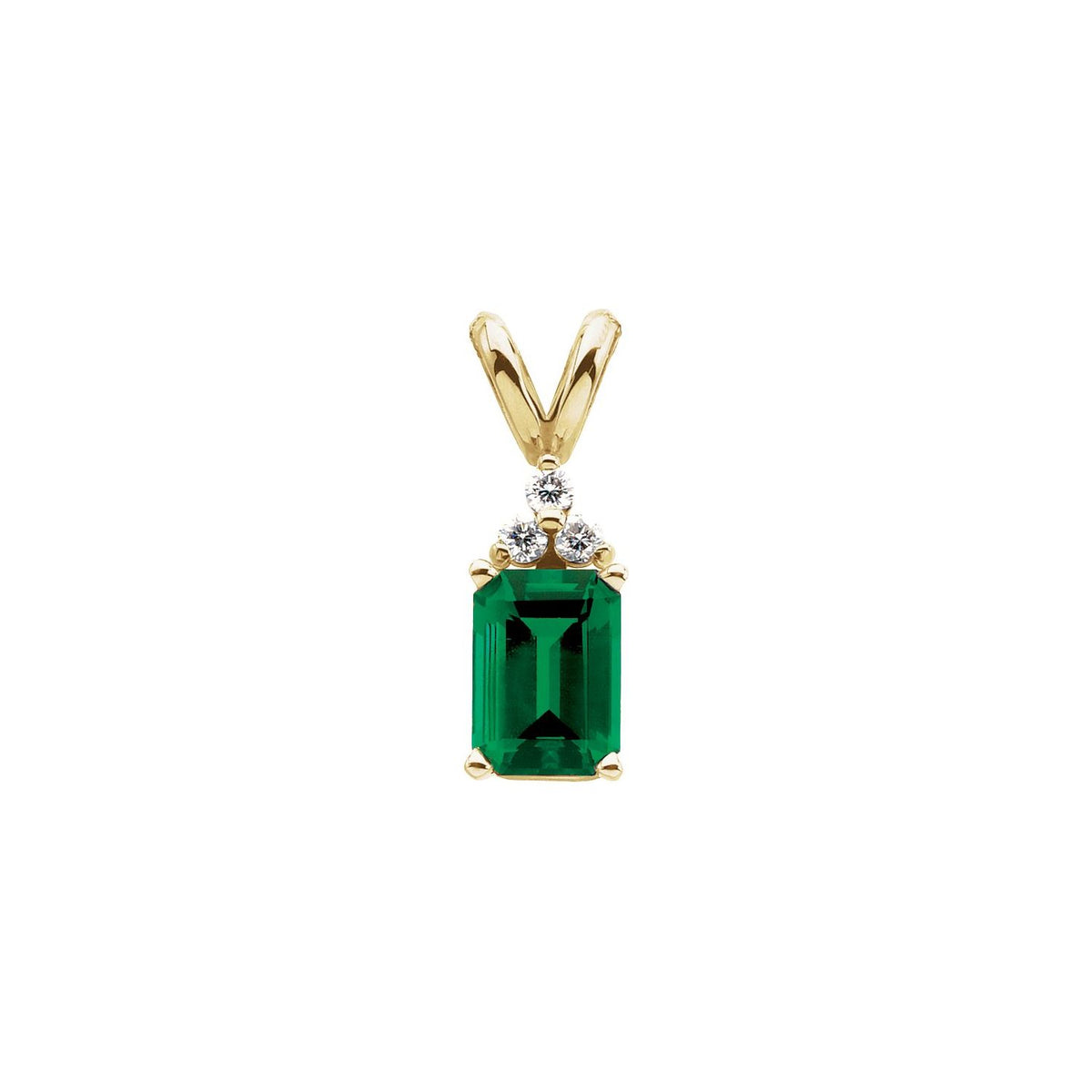 14K Yellow Gold Lab-Grown Emerald & .05 CTW Natural Diamond Pendant