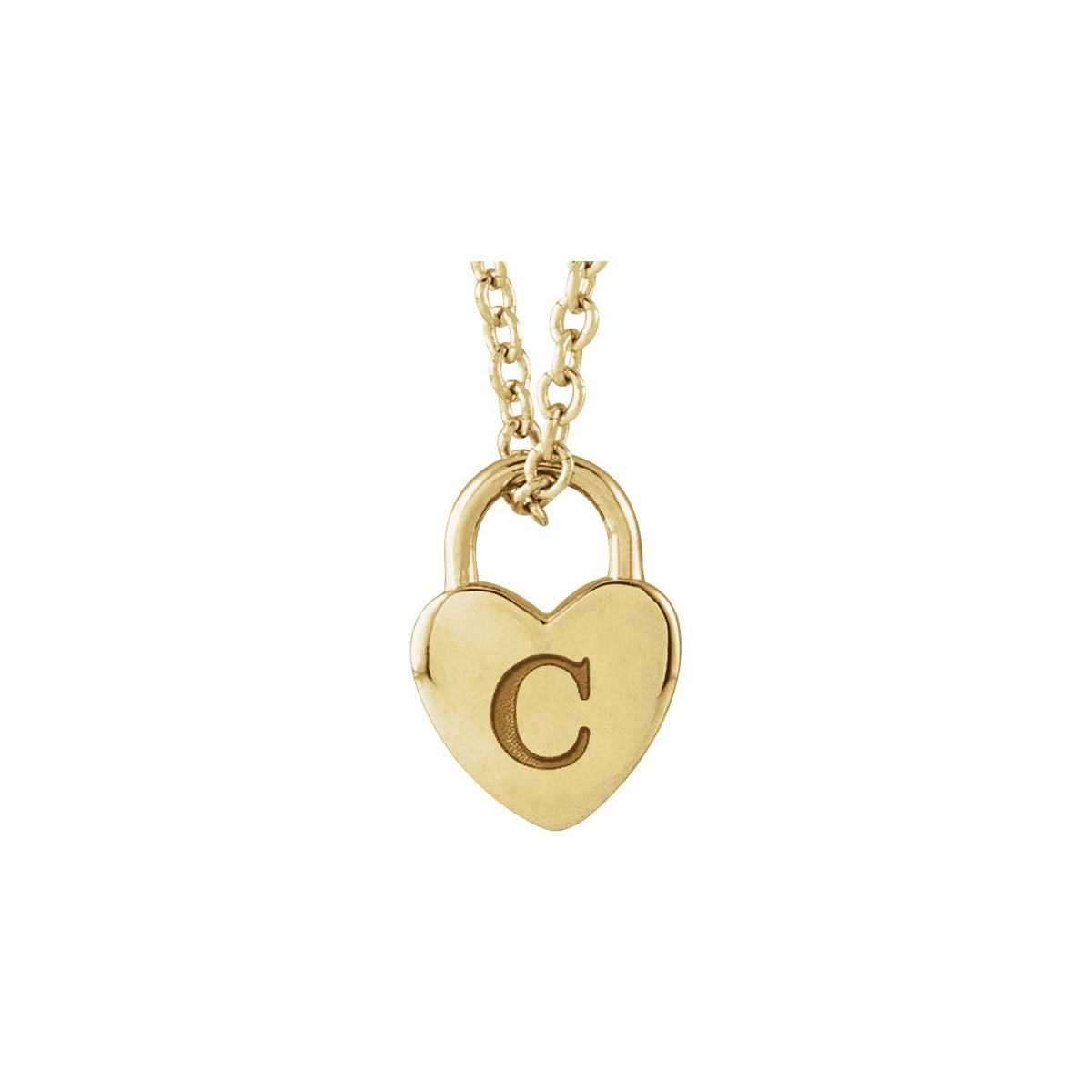 Engravable Heart Lock 16-18" Necklace