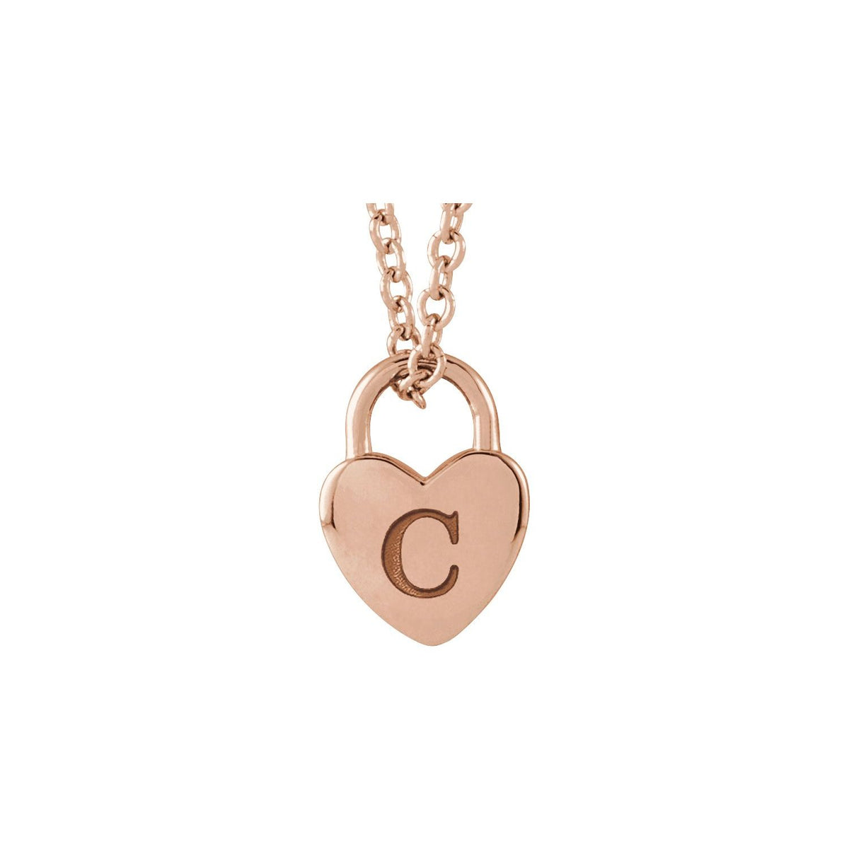 Engravable Heart Lock 16-18" Necklace