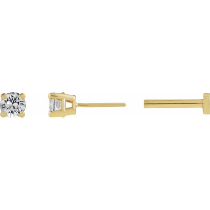 14K Yellow Gold 1/6 CT Lab-Grown Diamond Earring