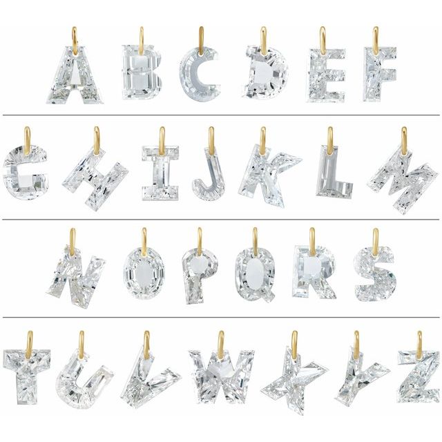 14K Yellow Gold 3/4 CT Lab-Grown Diamond Initial Dangle