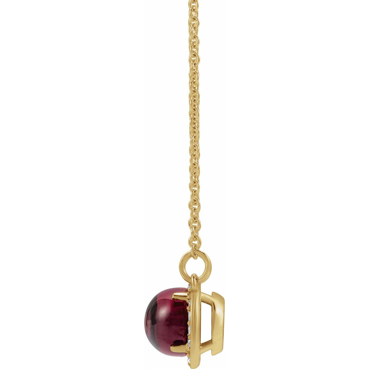 14K Yellow Gold Natural Rhodolite Garnet & .07 CTW Natural Diamond Halo-Style 16 1/2" Necklace