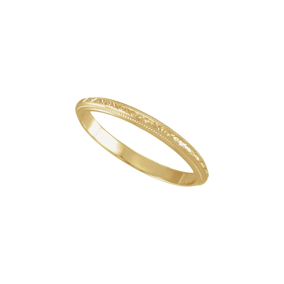 14K Yellow Gold Milgrain Geometric Band