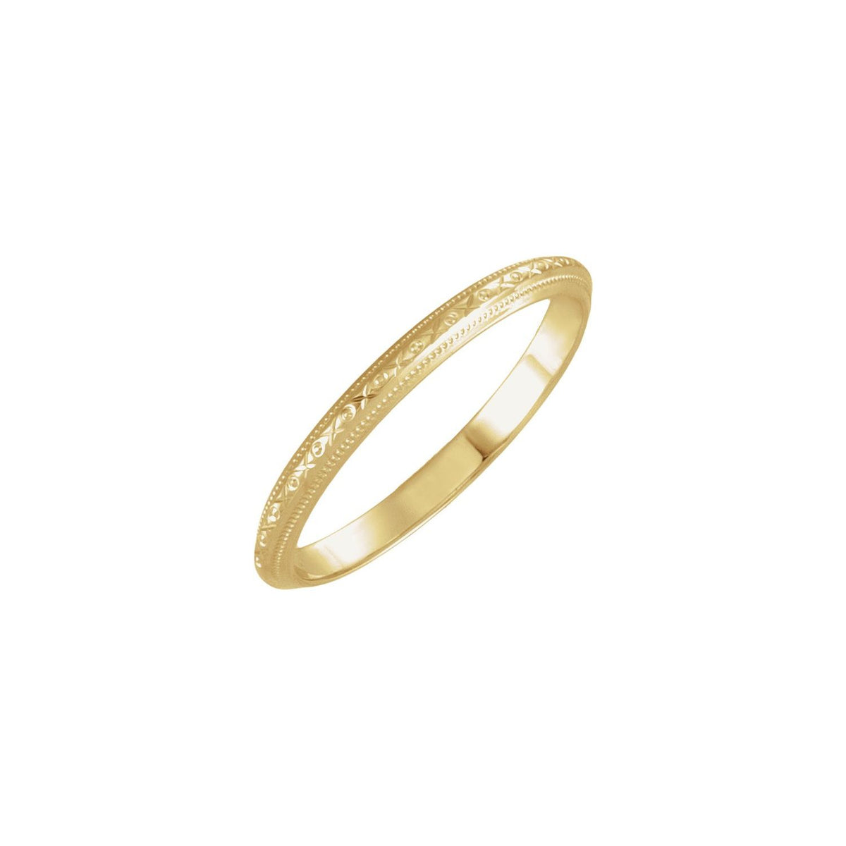 14K Yellow Gold Milgrain Geometric Band
