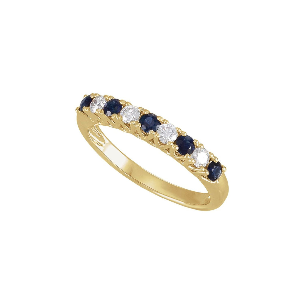 Natural Blue Sapphire & 1/4 CTW Natural Diamond Anniversary Band