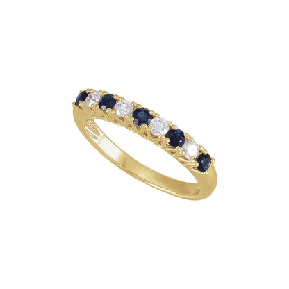 Natural Blue Sapphire & 1/4 CTW Natural Diamond Anniversary Band