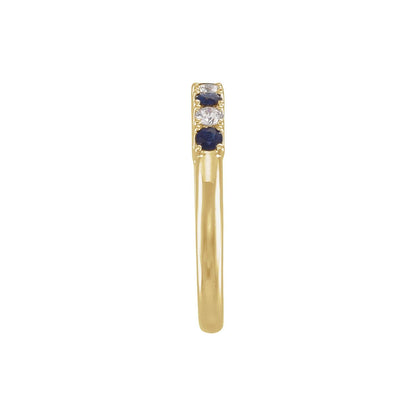 Natural Blue Sapphire & 1/4 CTW Natural Diamond Anniversary Band