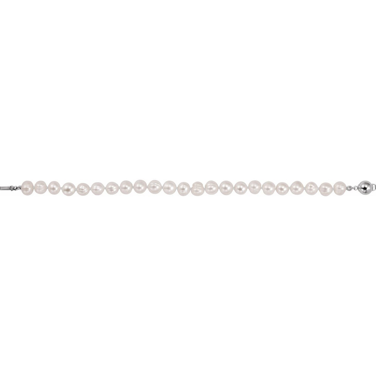 Sterling Silver 8- Cultured White Freshwater Pearl 7 3/4" Bracelet