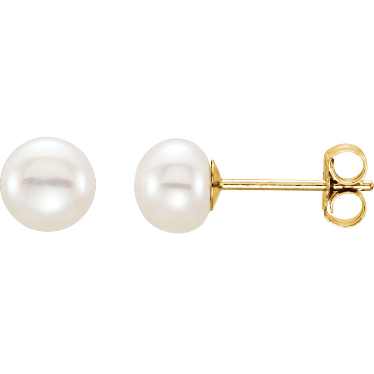 5- Cultured White Freshwater Button Pearl Earrings