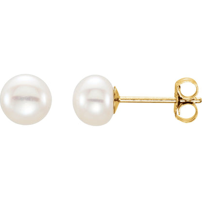 5- Cultured White Freshwater Button Pearl Earrings