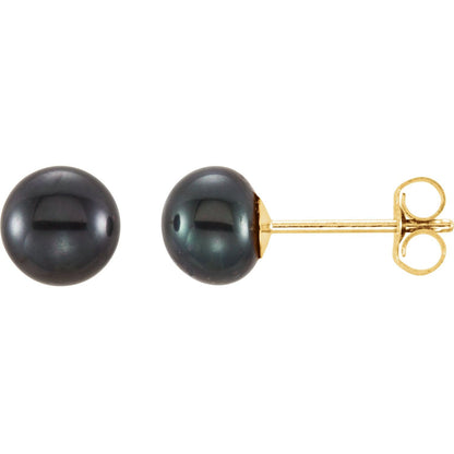 5- Cultured Black Freshwater Button Pearl Earrings