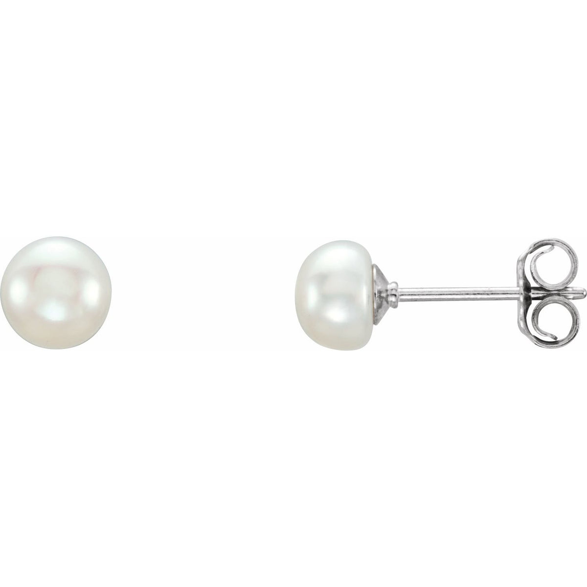 5- Cultured White Freshwater Button Pearl Earrings