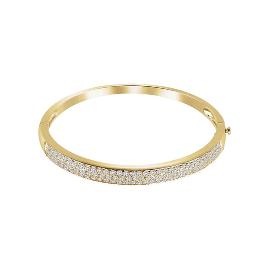14K Yellow Gold 3 CTW Natural Diamond Pavé Bangle 7" Bracelet